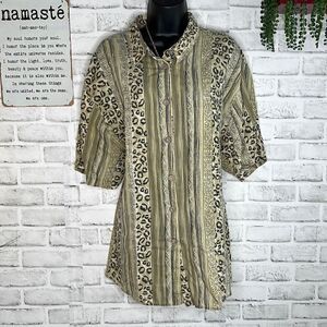 Classic Elements Vintage 90’s Bohemian Safari Boho Button Down Shirt Size 24W